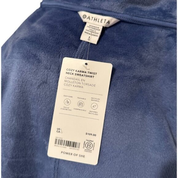 NWT Athleta Cozy Karma Twist Neck Sweatshirt | Large | Blue - Picture 6 of 9